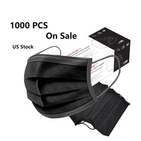 Respir-Shield‚Ñ¢ 1000PCS - 3 PLY Black Non-Medical Disposable Face Masks; Comfortable Elastic Ear loops Face Masks; Breathable for Daily Protection Ai