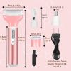 Electric Razor for Women, 4-in-1 Women's Body Hair Removal, Pubic Shaver Bikini Trimmer for Eyebrow Face Body Underarm, Portable Ladies Shaver, Women'