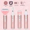 Electric Razor for Women, 4-in-1 Women's Body Hair Removal, Pubic Shaver Bikini Trimmer for Eyebrow Face Body Underarm, Portable Ladies Shaver, Women'