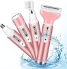 Electric Razor for Women, 4-in-1 Women's Body Hair Removal, Pubic Shaver Bikini Trimmer for Eyebrow Face Body Underarm, Portable Ladies Shaver, Women'