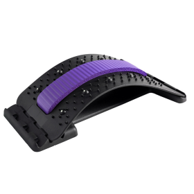 Back Stretcher Adjustable Back Cracker Massage Waist Neck Fitness Lumbar Cervical Spine Support Pain Relief (Color: Purple, Style: Magnetotherapy)