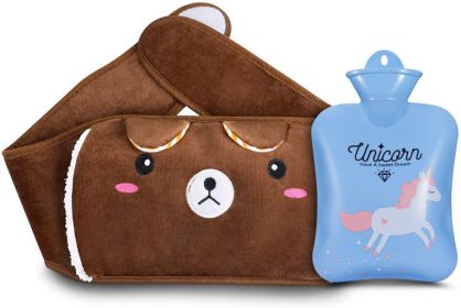 Hot water bag waist bag 2 pieces Water injection bag 2 pieces jacket (Color: Brown)