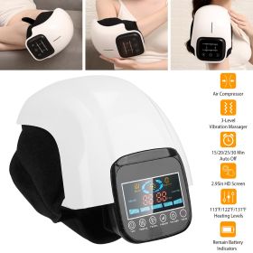 Electric Rechargeable Knee Massager Infrared Heat Pain Relief Therapy Knee Brace Wrap with Air Pressure Kneading Timer Temperature Adjustment (Color: Black)