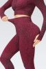 European and American new seamless leopard print fitness sports long-sleeved high-waisted honey belly tight trousers yoga suit women