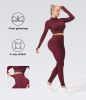 European and American new seamless leopard print fitness sports long-sleeved high-waisted honey belly tight trousers yoga suit women