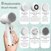 Electric LED Facial Cleansing Brush Set 6 in 1,Rechargeable Waterproof Portable White Face Cleanser and Exfoliating, Suitable for Oily Dry Sensitive S